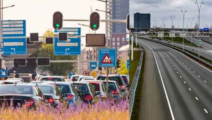 Nederlandse snelweg voor en tijdens de coronacrisis