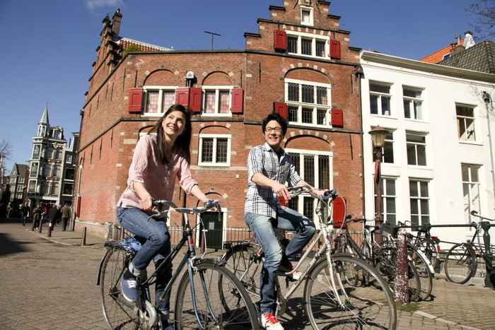 Studenten op fiets