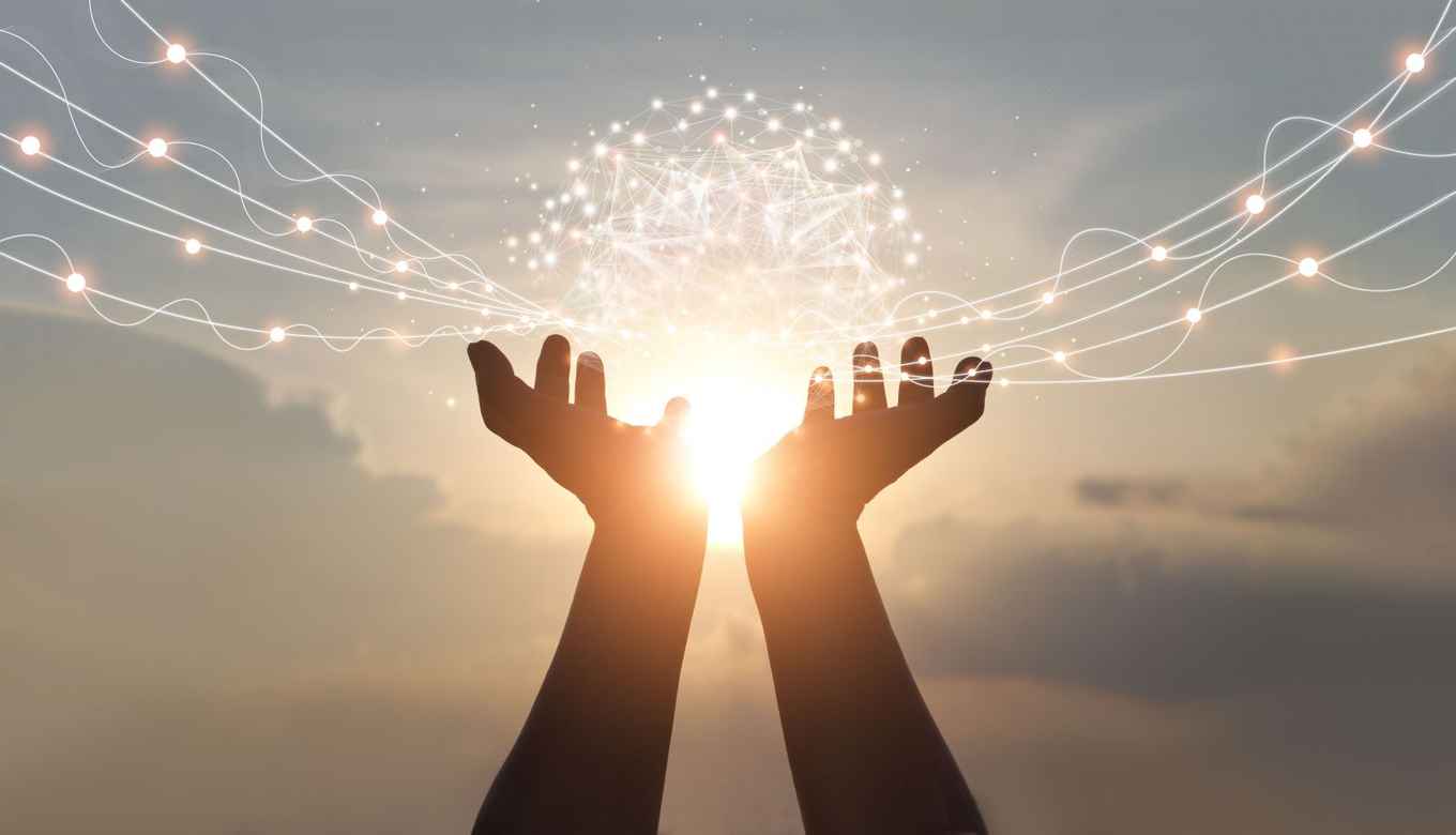 handen houden data in de lucht