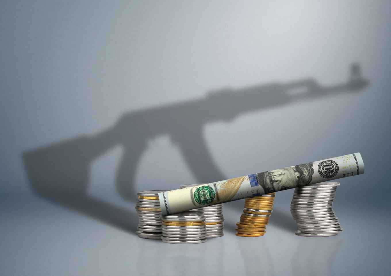 een wapen opgebouwd uit geld