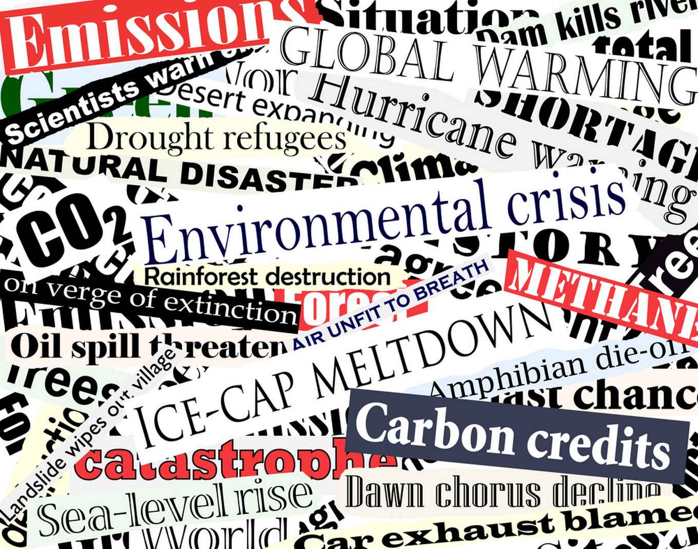 alarmerende krantenkoppen over de klimaatcrisis