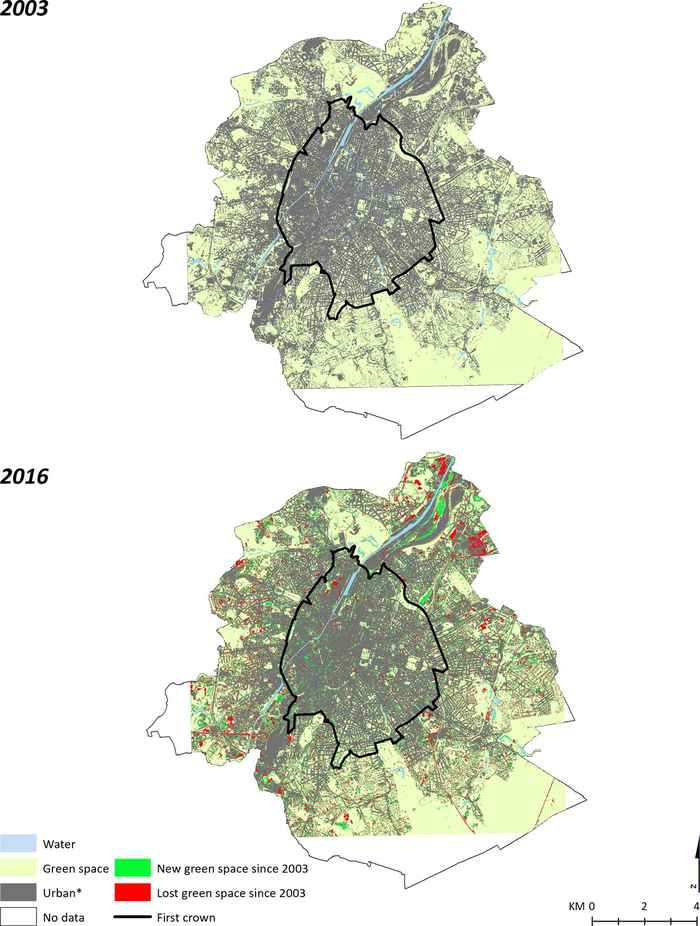 Kaart toont veranderingen in landinrichting in Brussel tussen 2003 en 2016
