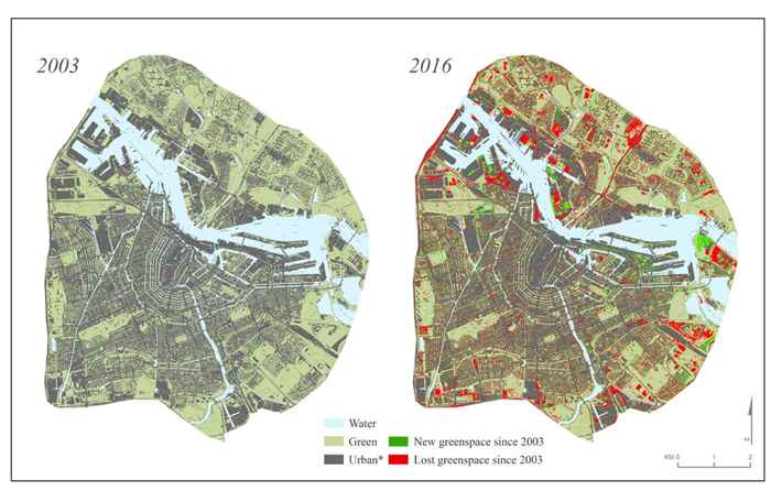 Kaart landgebruik Amsterdam