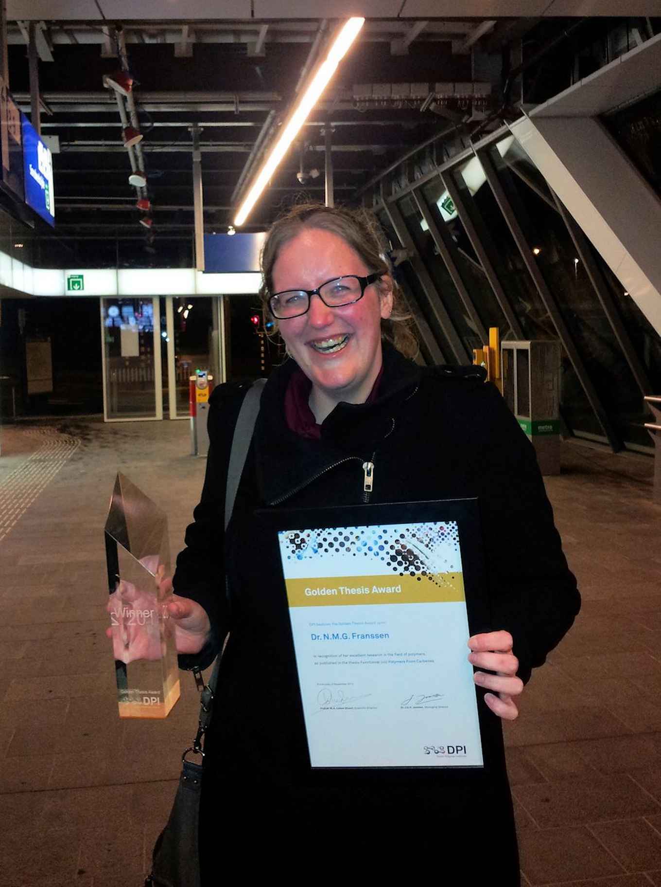 Nicole Franssen met DPI Golden Thesis Award
