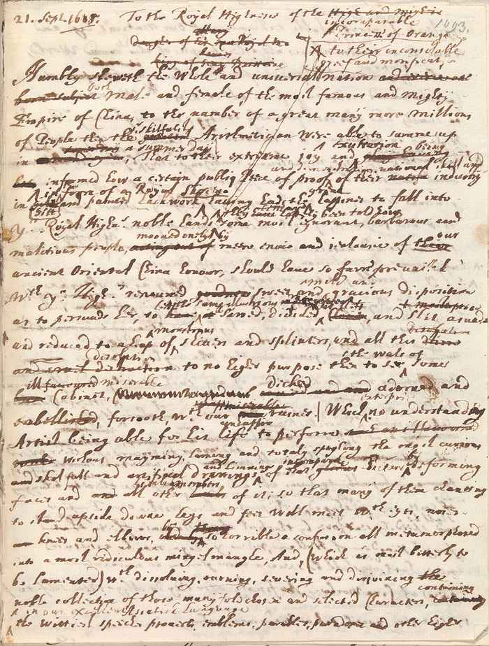 Een handgeschreven brief van Christiaan Huygens