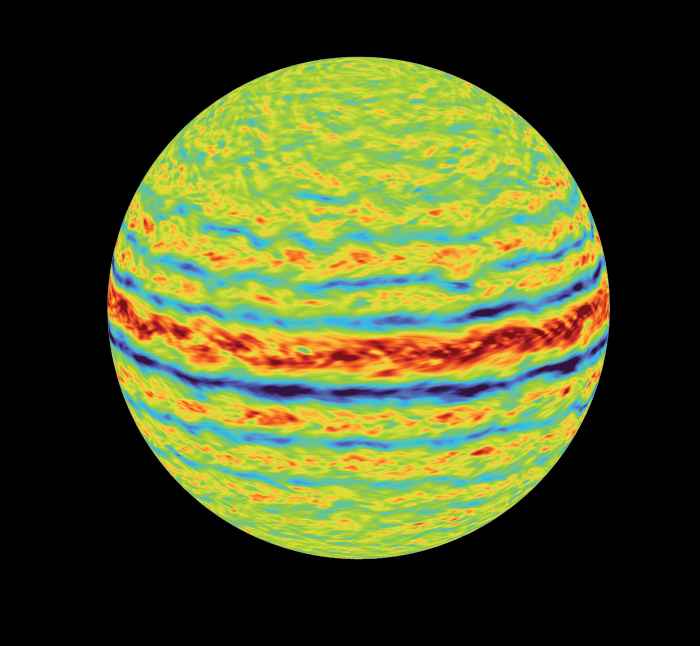 Heat map van wind op een draaiende planeet
