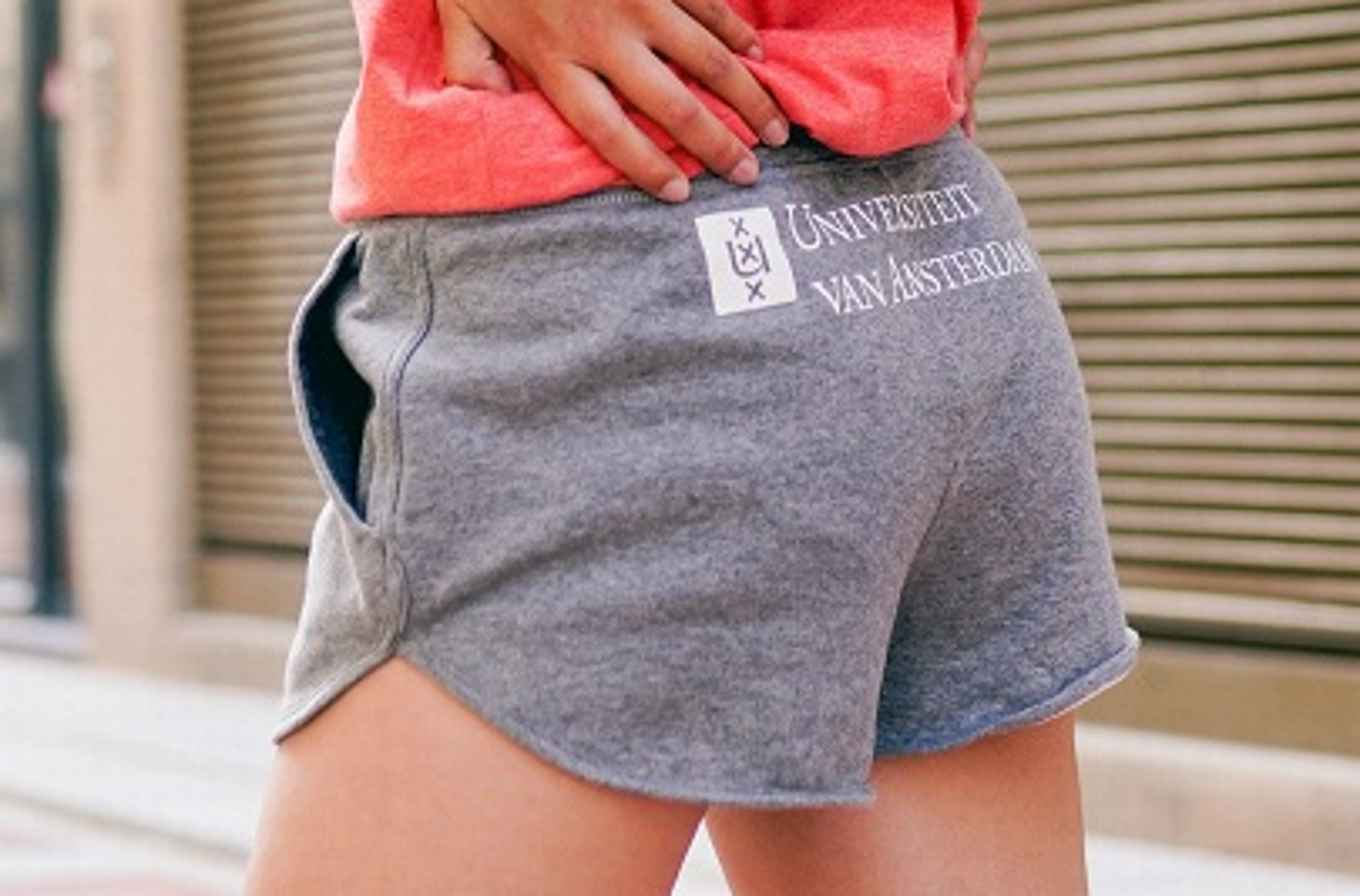 Short dames grijs logo achterkant