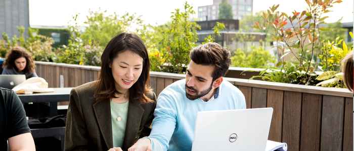 Law students on the roof terrace