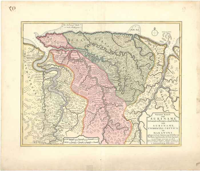 Kaart van Suriname (uitgave 1718)