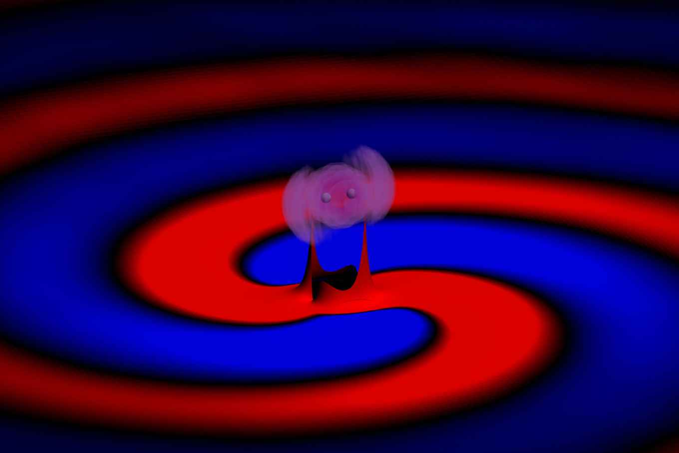 Als twee zwarte gaten samensmelten in een omgeving met donkere materie, heeft dit een duidelijk effect op de uitgaande zwaartekrachtgolven.