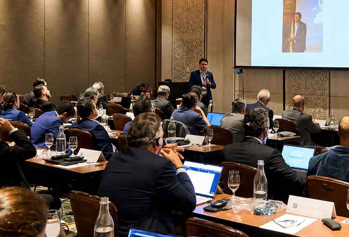 Van Bilsen delivers his presentation at the conference