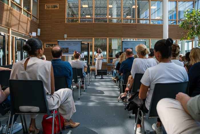 ABS student Amalia Stuger presents her AI solution during the event